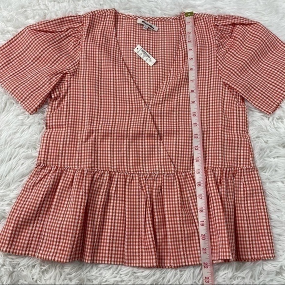 New Madewell Crossover Peplum Top Gingham - Picture 5 of 8